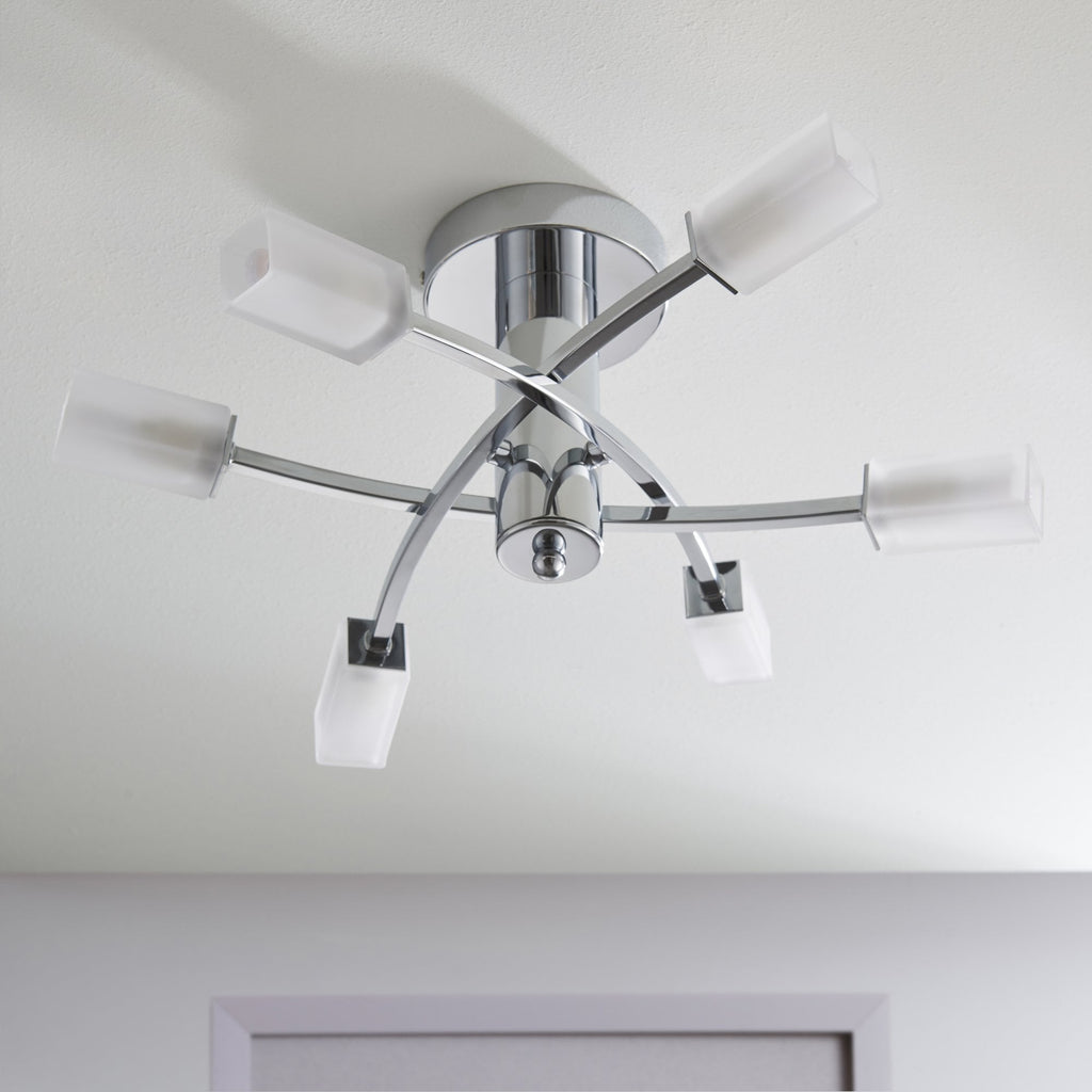 146-6CH 6 Light Semi-Flush Light In Polished Chrome