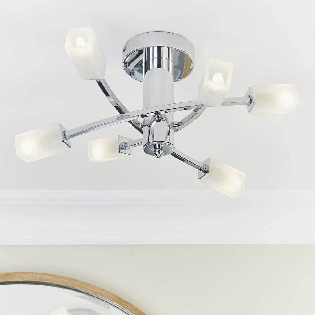 146-6CH 6 Light Semi-Flush Light In Polished Chrome