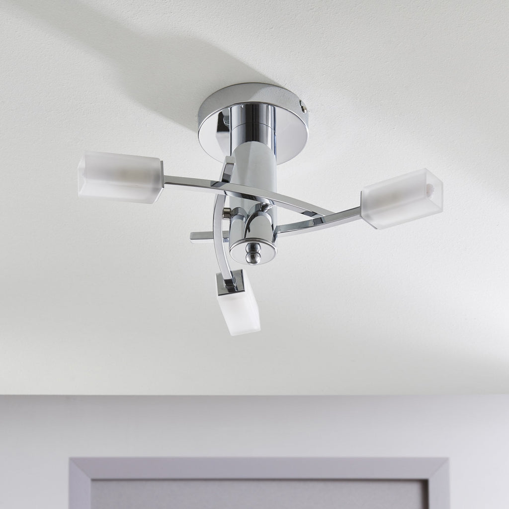 Modern 3 Light Semi-Flush Light In Polished Chrome - 146-3CH