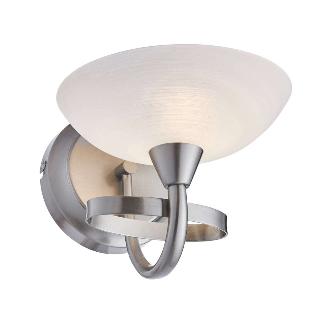 CAGNEY-1WBSC 1 Light Glass & Satin Chrome Wall Light