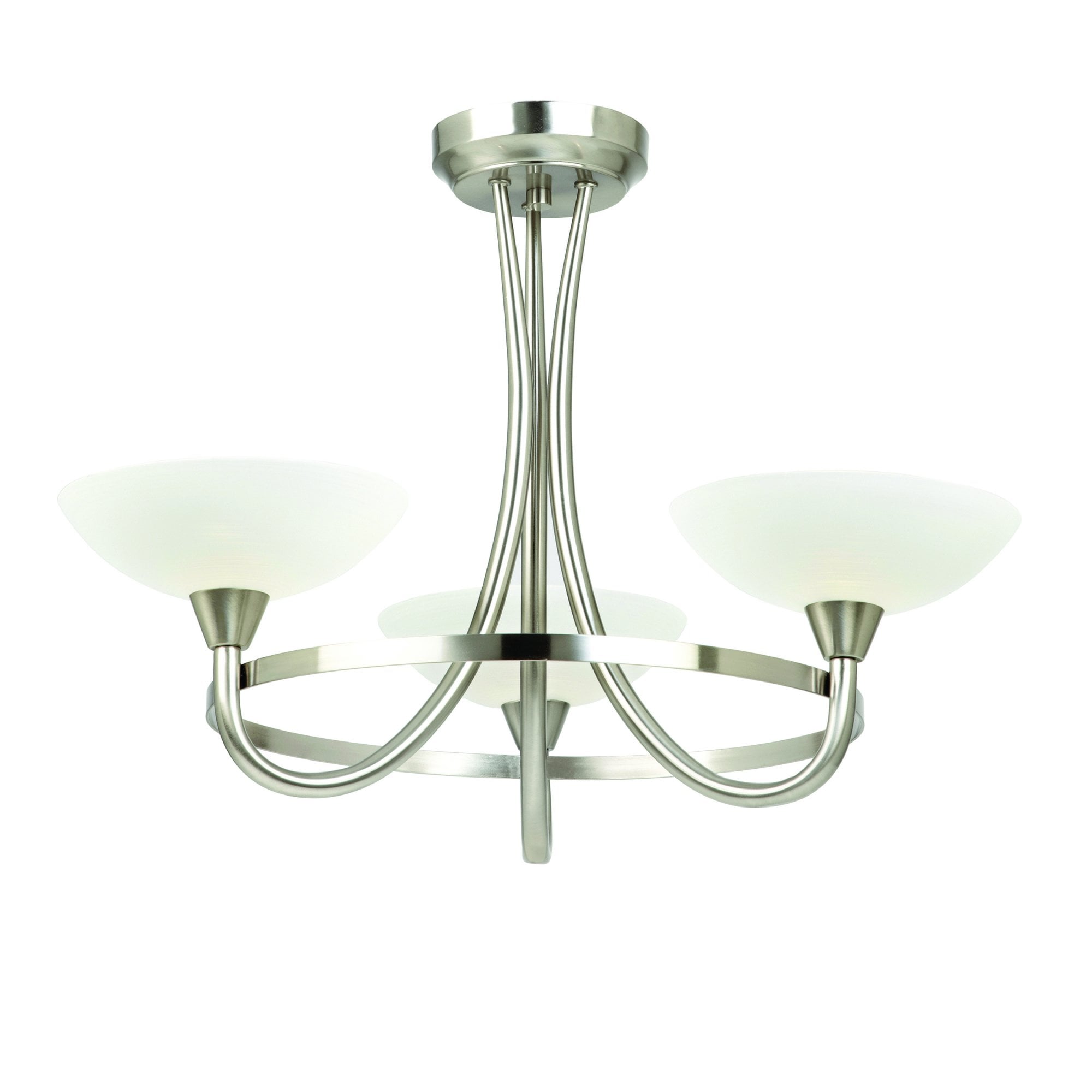 CAGNEY-3SC 3 Light Glass & Satin Chrome Ceiling Light