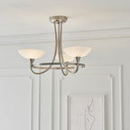 CAGNEY-3SC 3 Light Glass & Satin Chrome Ceiling Light