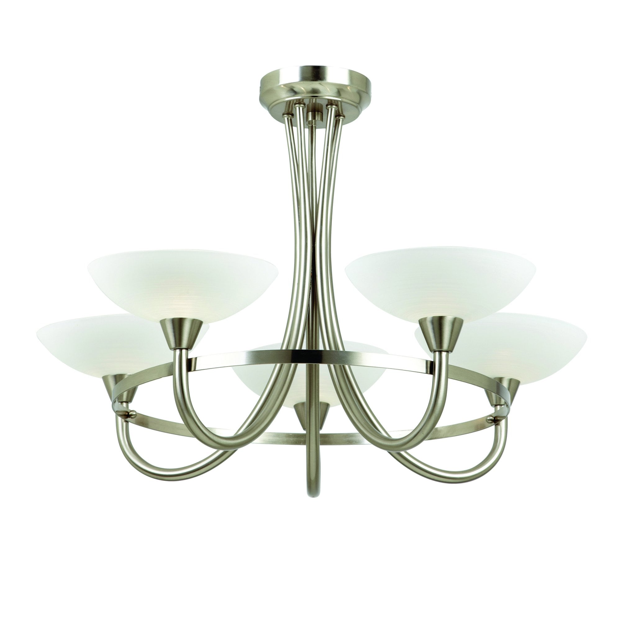 CAGNEY-5SC 5 Light Glass & Satin Chrome Ceiling Light