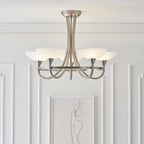 CAGNEY-5SC 5 Light Glass & Satin Chrome Ceiling Light