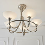 CAGNEY-5SC 5 Light Glass & Satin Chrome Ceiling Light
