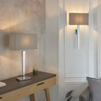 MORETO Light Chrome Base Table Lamp With Fabric Shade