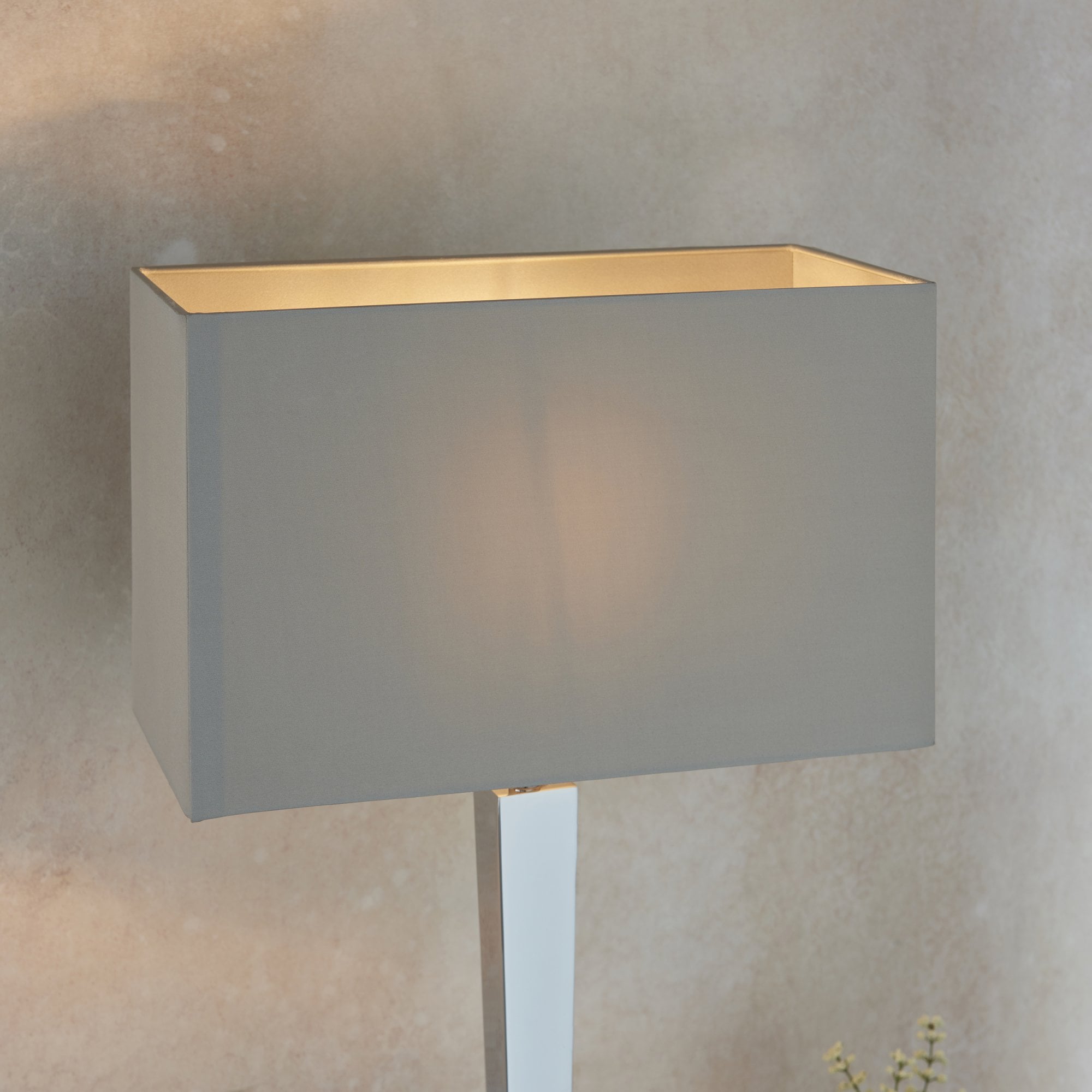 MORETO Light Chrome Base Table Lamp With Fabric Shade