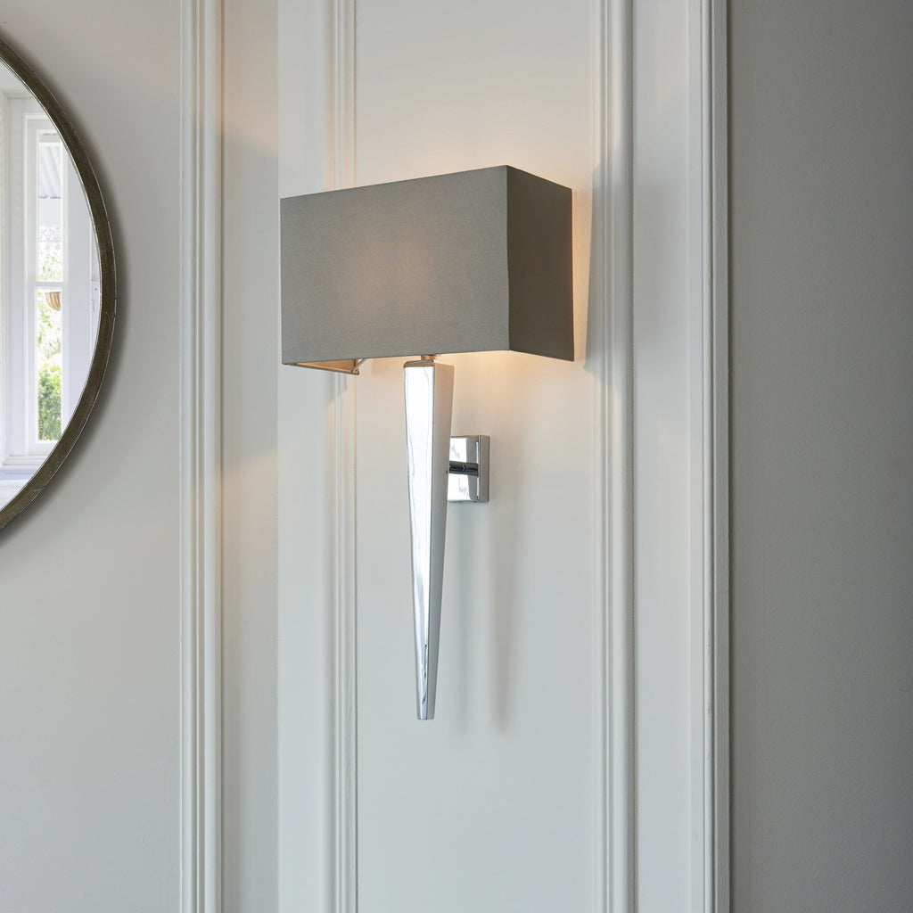 MORETO-1WBCH Chrome Wall Light Complete With Grey Shade