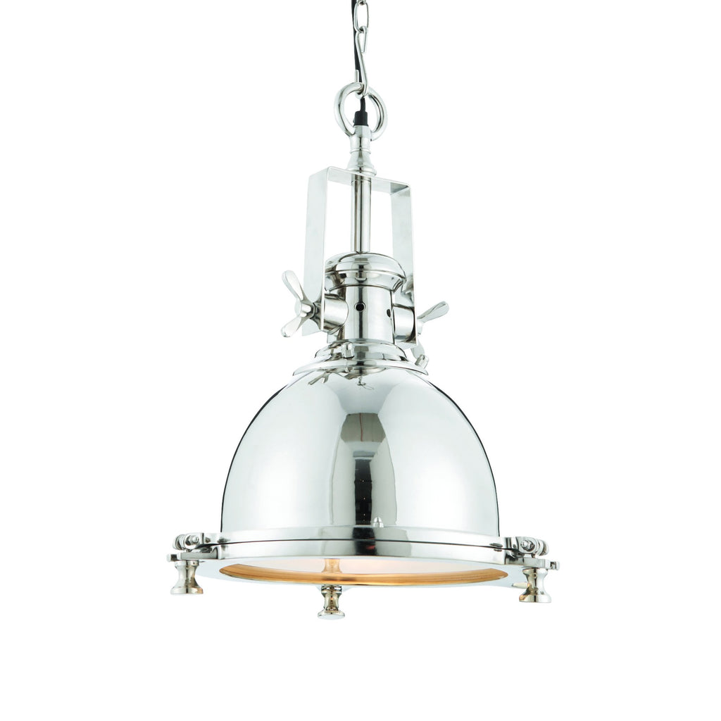 Fenton Contemporary Ceiling Pendant In Bright Nickel Finish With Sandblasted Glass 73103