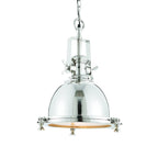 Fenton Contemporary Ceiling Pendant In Bright Nickel Finish With Sandblasted Glass 73103