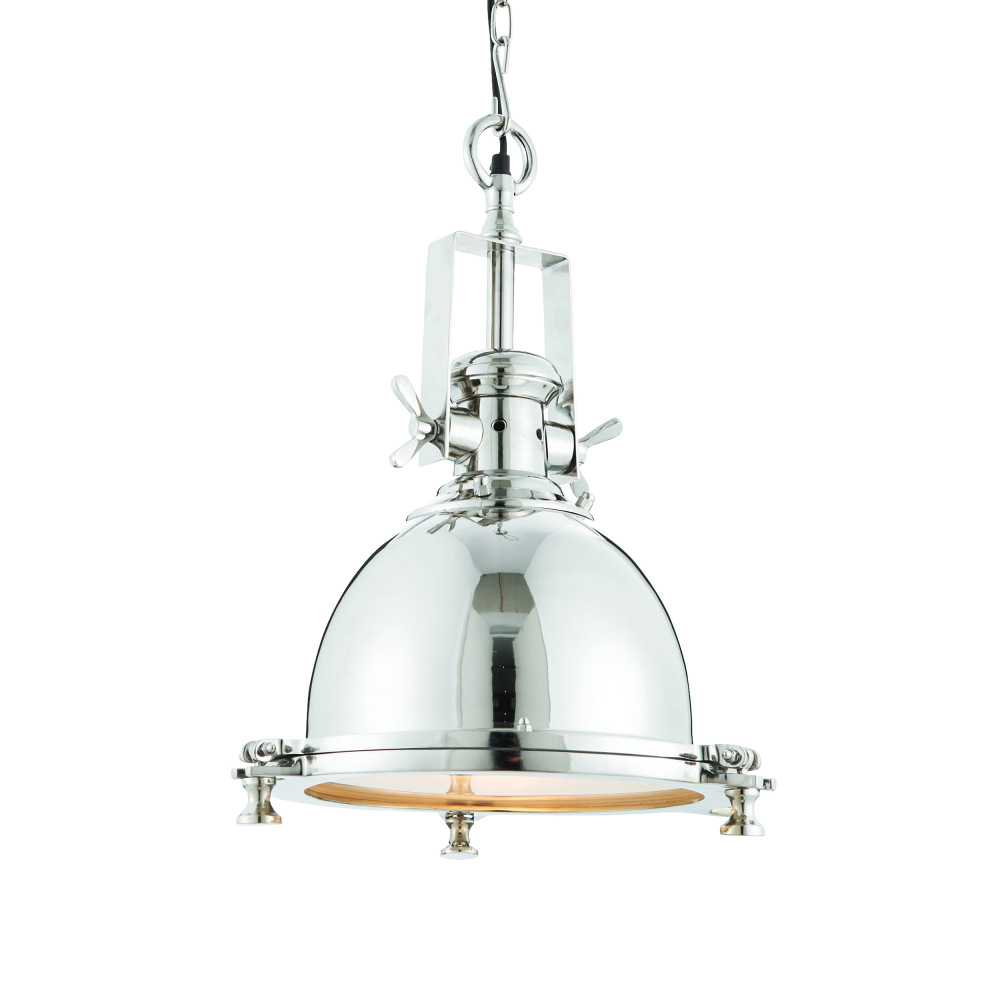 Fenton Contemporary Ceiling Pendant In Bright Nickel Finish With Sandblasted Glass 73103