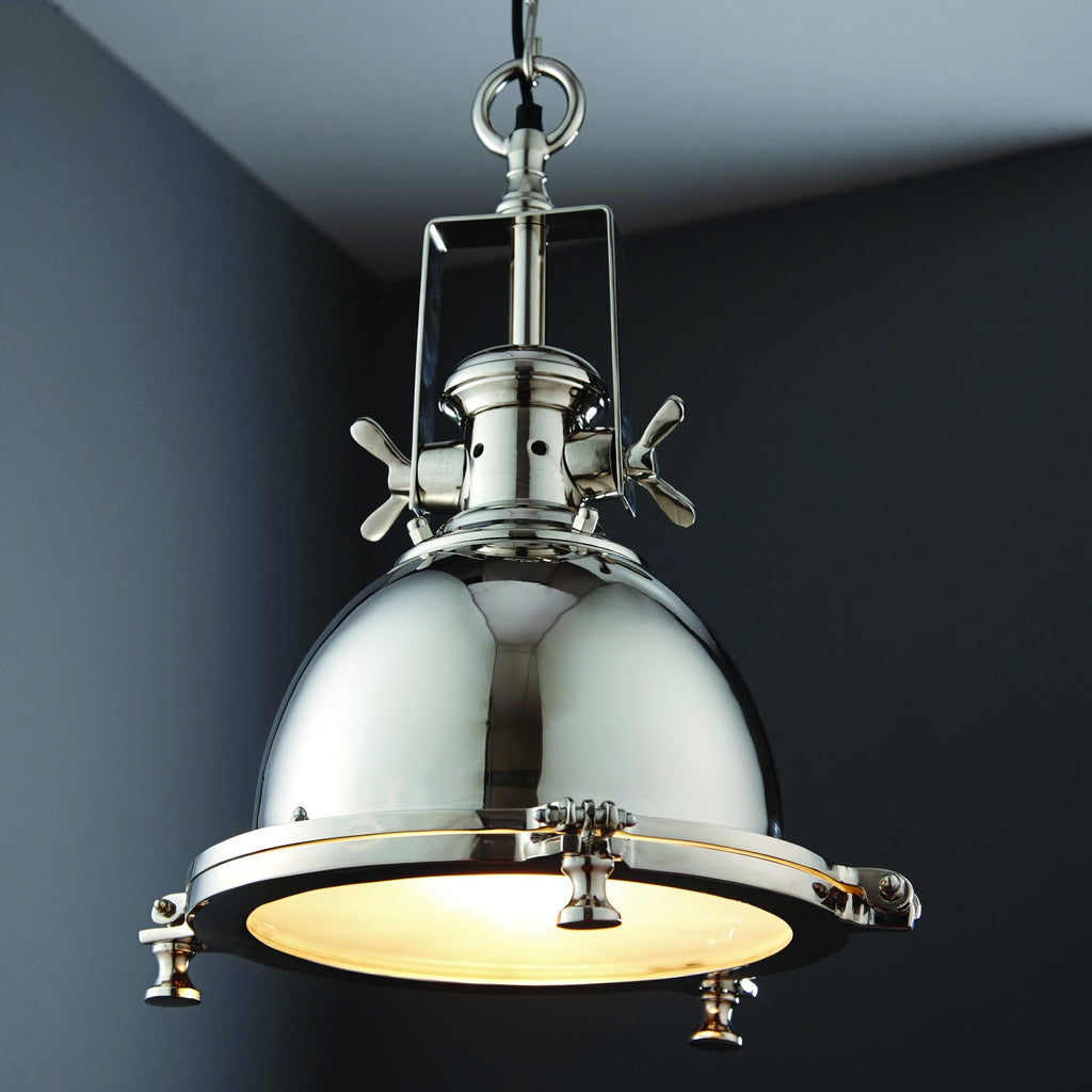 Fenton Contemporary Ceiling Pendant In Bright Nickel Finish With Sandblasted Glass 73103
