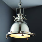 Fenton Contemporary Ceiling Pendant In Bright Nickel Finish With Sandblasted Glass 73103