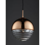 Paloma Stylish Ceiling Pendant Light In Copper Finish And Ribbed Spherical Glass 68956