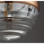 Paloma Stylish Ceiling Pendant Light In Copper Finish And Ribbed Spherical Glass 68956