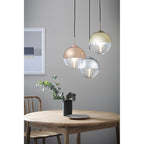 Paloma Stylish Ceiling Pendant Light In Copper Finish And Ribbed Spherical Glass 68956