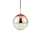 Paloma Stylish Ceiling Pendant Light In Copper Finish And Ribbed Spherical Glass 68956