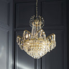 96819-GO Adagio 9 Light Gold Finish & Glass Chandelier