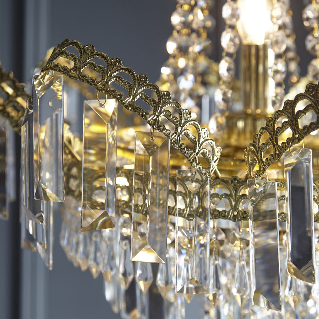 96819-GO Adagio 9 Light Gold Finish & Glass Chandelier