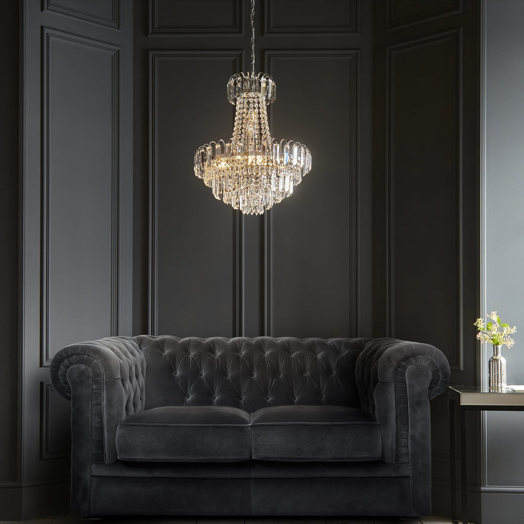 96826-CH Amadis 6 Light Chrome Finish & Glass Chandelier