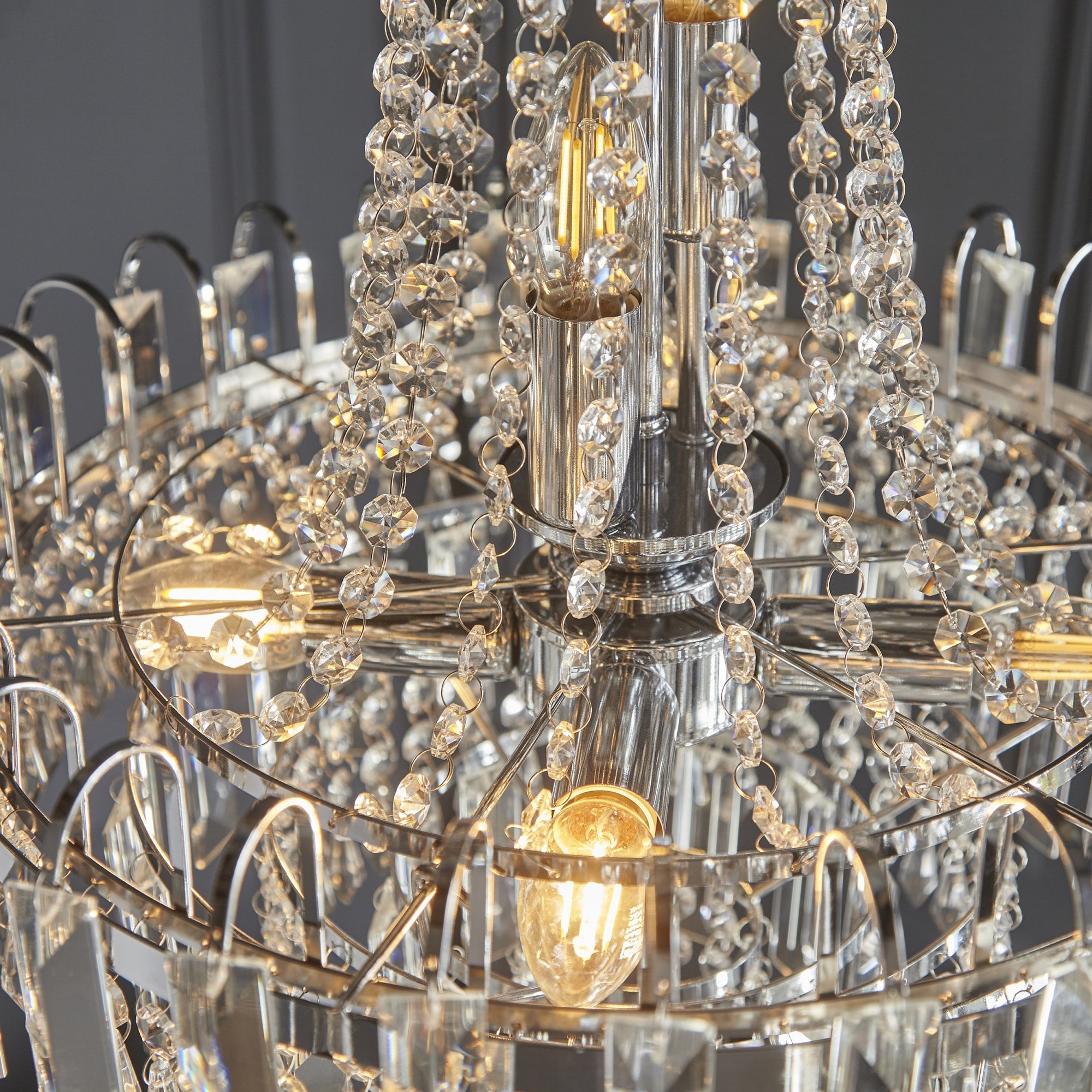 96826-CH Amadis 6 Light Chrome Finish & Glass Chandelier