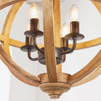 Toba Four Light Globe Ceiling Pendant In Mango Wood And Dark Bronze Paint 73575