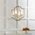 Edrea 4 Light Ceiling Pendant In Satin Brass With Frosted Glass Shades 81914