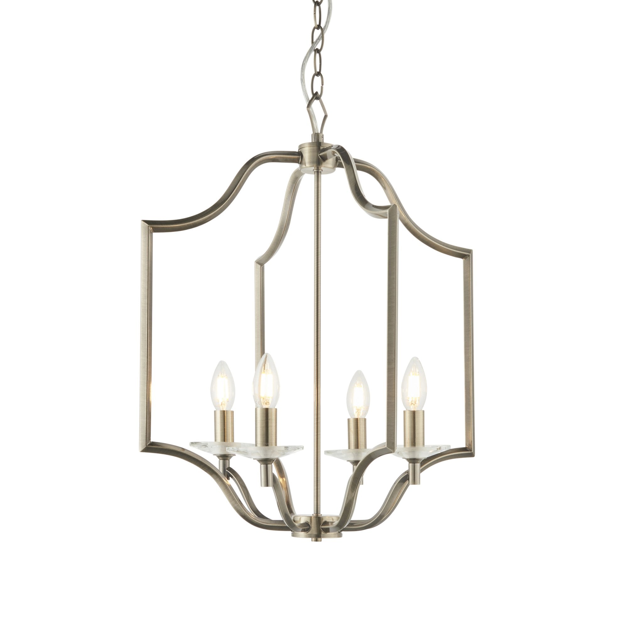 Edrea 4 Light Ceiling Pendant In Antique Brass With Clear Crystal Glass 81916