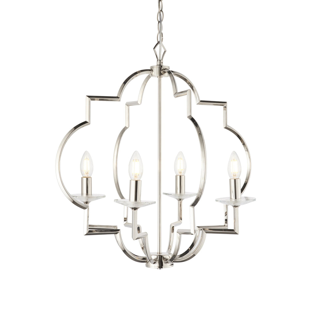 Galand 4 Light Ceiling Pendant In Polished Nickel With Clear Crystal Glass 81915