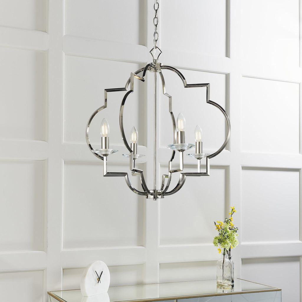 Galand 4 Light Ceiling Pendant In Polished Nickel With Clear Crystal Glass 81915