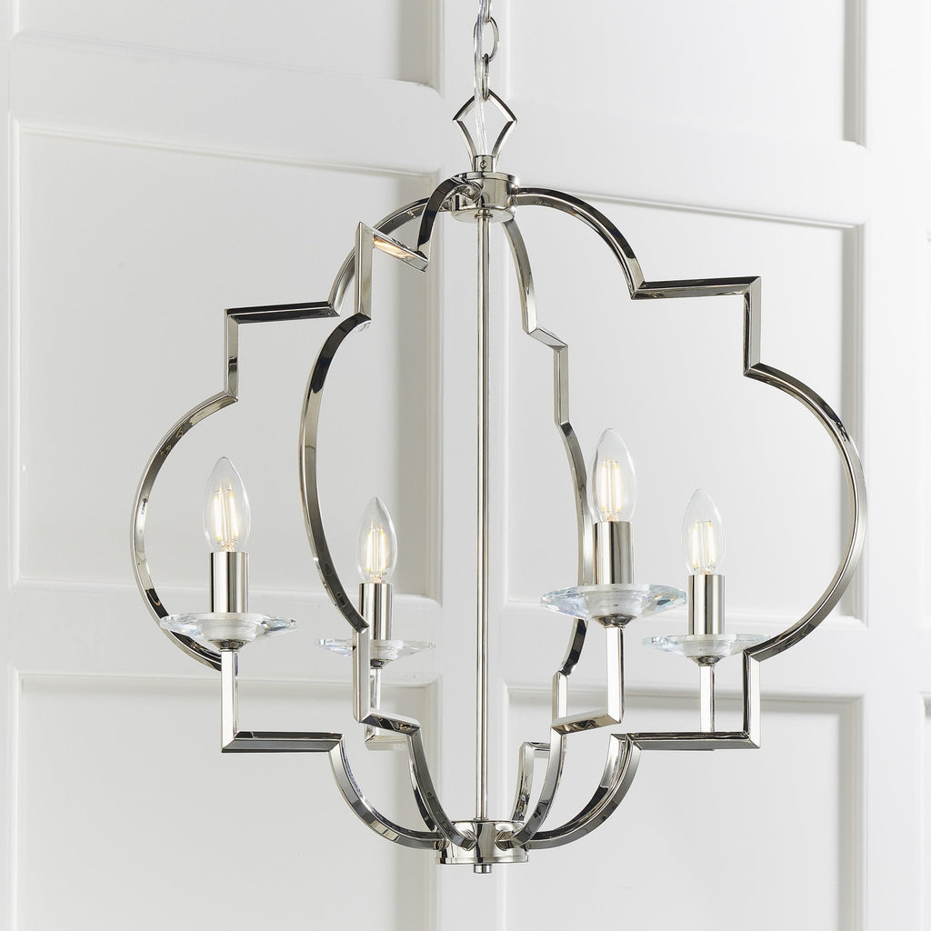 Galand 4 Light Ceiling Pendant In Polished Nickel With Clear Crystal Glass 81915