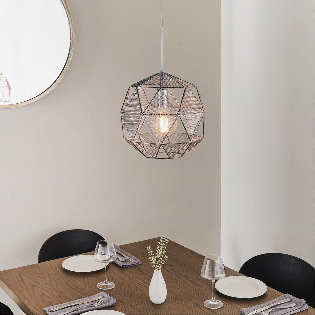 Armour Modern One Light Ceiling Pendant In Chrome Finish 72817