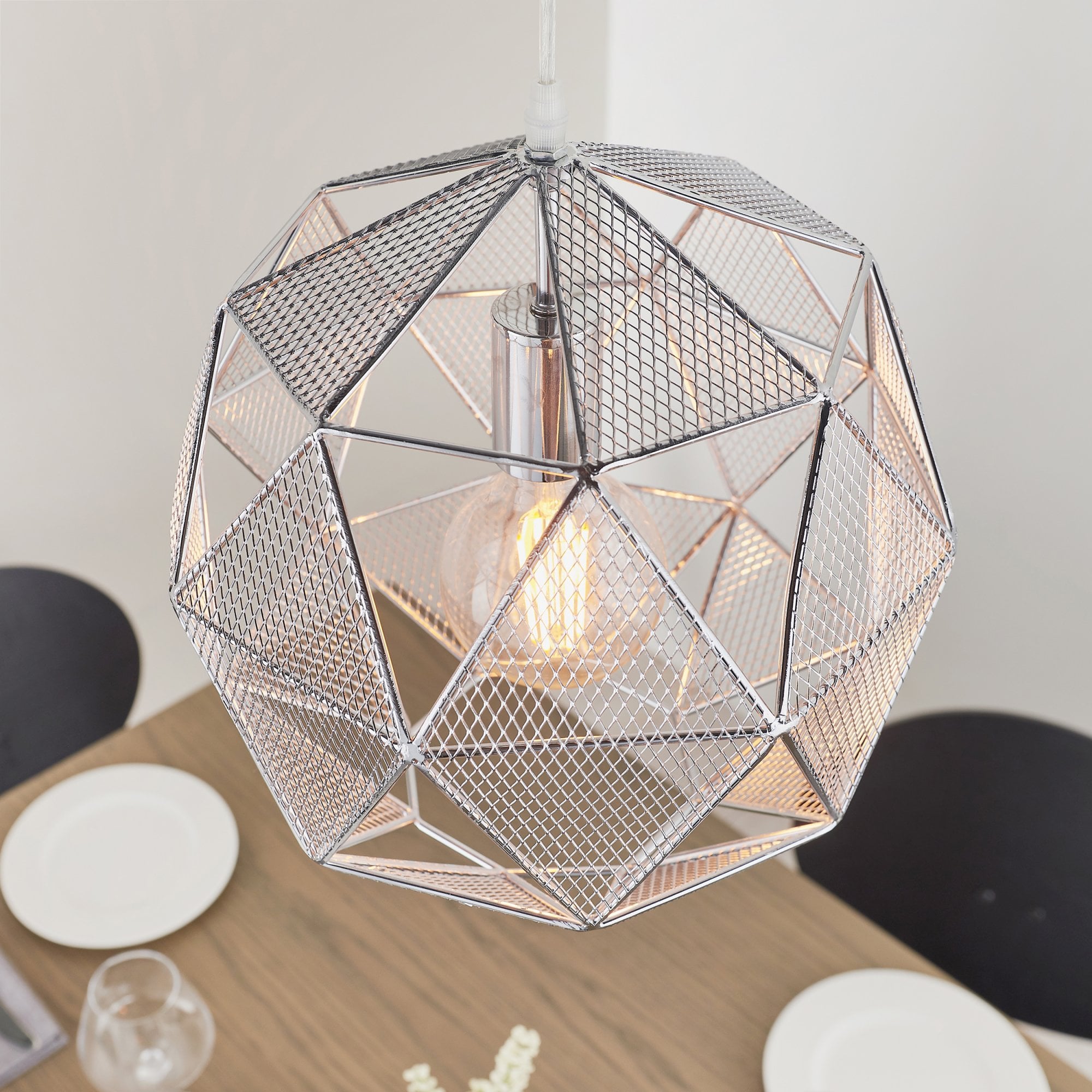 Armour Modern One Light Ceiling Pendant In Chrome Finish 72817