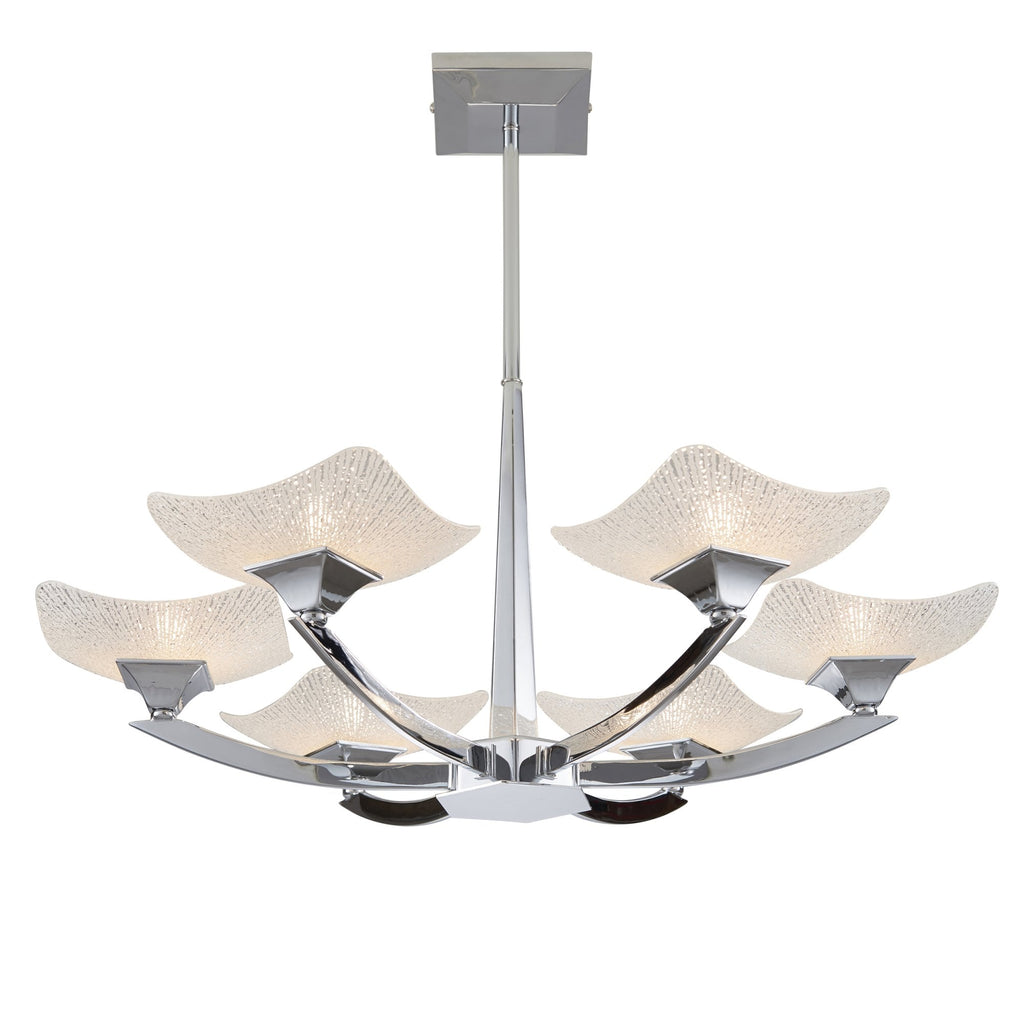 AYRES-6CH 6 Light Chrome & Glass Multi Arm Ceiling Pendant