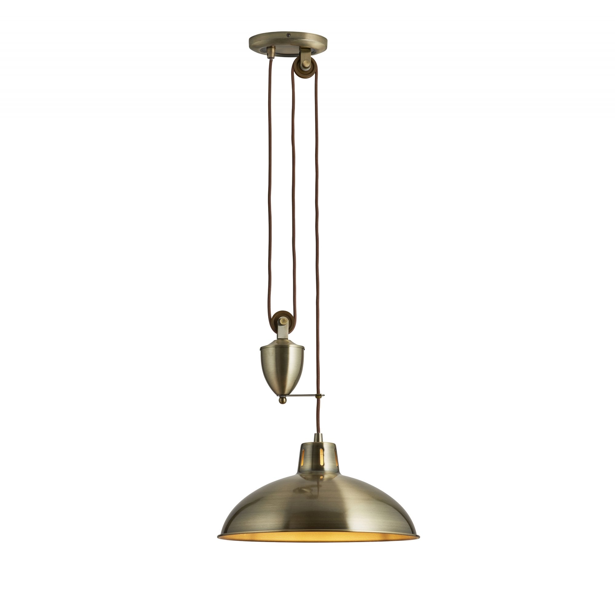 POLKA-AB Rise And Fall Pendant Ceiling Light In Antique Brass