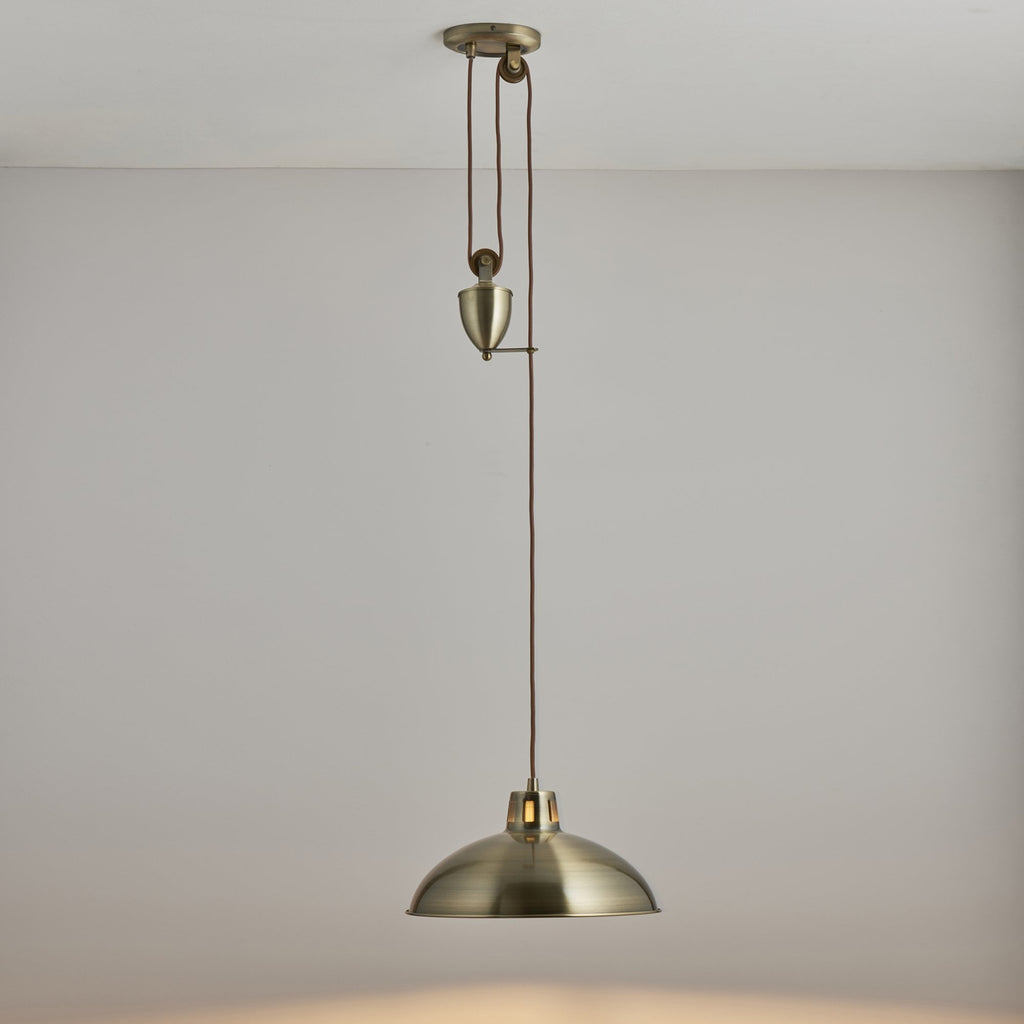 POLKA-AB Rise And Fall Pendant Ceiling Light In Antique Brass