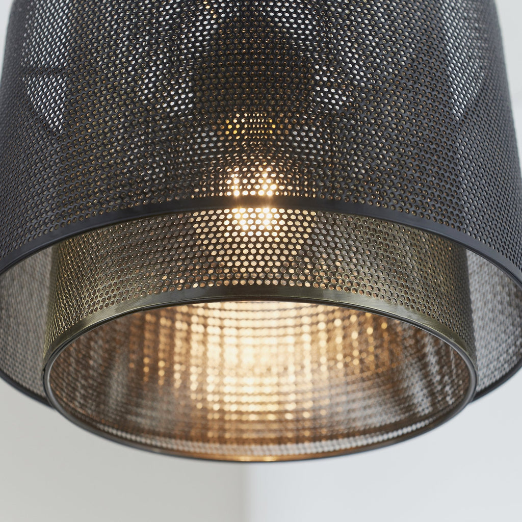 Plexus Non Electric Mesh Ceiling Shade In Matt Black And Antique Brass Finish 72831