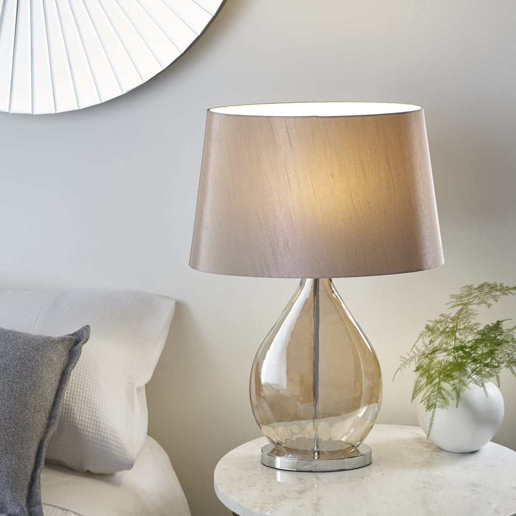 Kew Stylish Glass Table Lamp in Gold Finish with Silk Shade KEW-TLGO