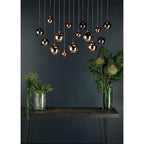 Aurelia Modern 15 Light Ceiling Bar Pendant Light In Black Chrome Finish AUR6264