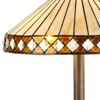 Cognac Tiffany Octagonal Floor Lamp With Cream And Amber Glass 41 cm