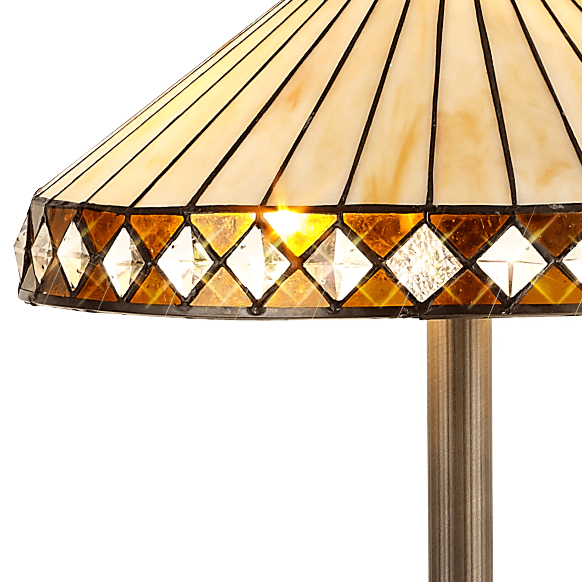 Cognac Tiffany Octagonal Floor Lamp With Cream And Amber Glass 41 cm