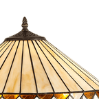 Cognac Tiffany Octagonal Floor Lamp With Cream And Amber Glass 41 cm