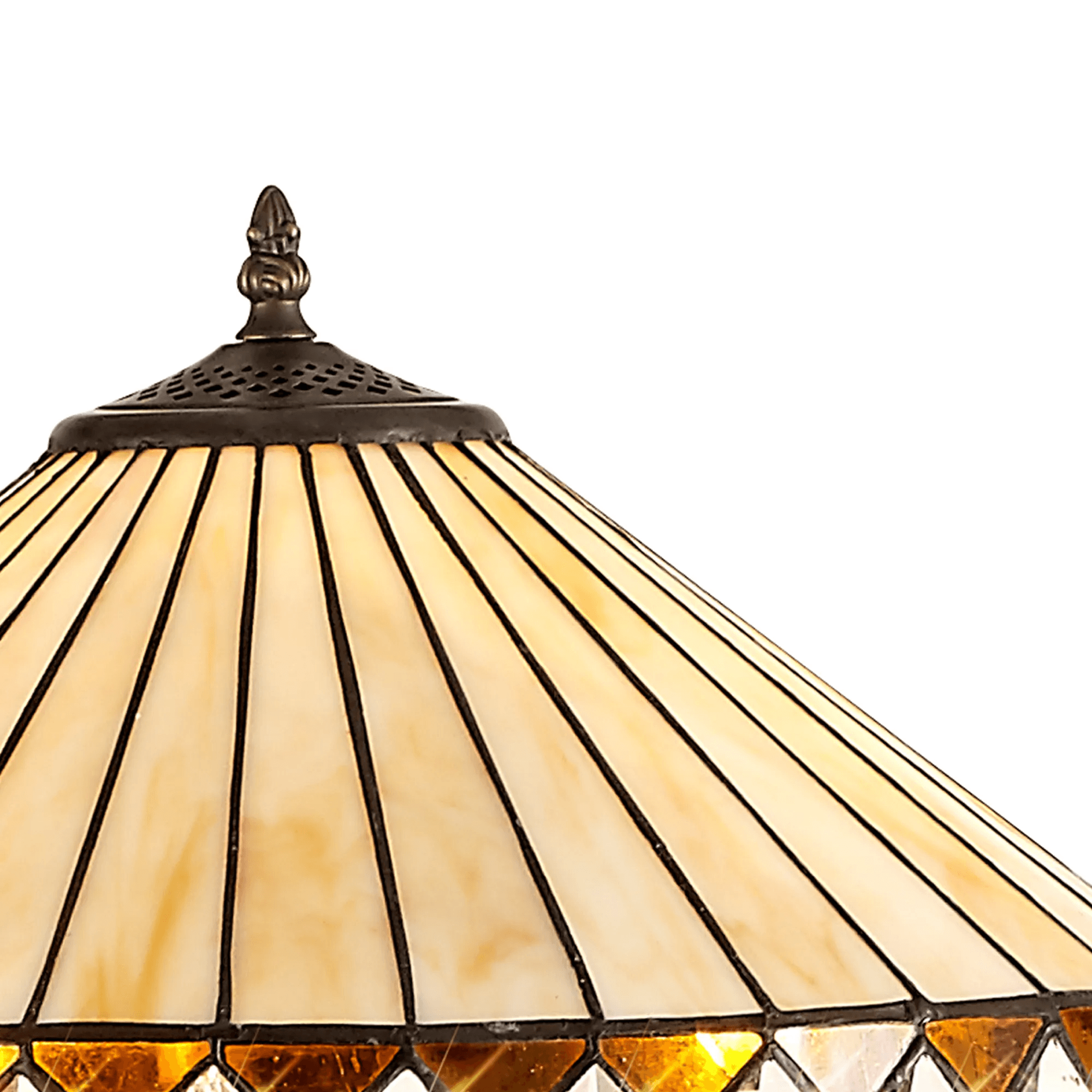 Cognac Tiffany Octagonal Floor Lamp With Cream And Amber Glass 41 cm