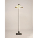 Cognac Tiffany Octagonal Floor Lamp With Cream And Amber Glass 41 cm