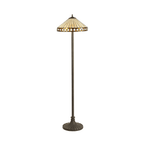 Cognac Tiffany Octagonal Floor Lamp With Cream And Amber Glass 41 cm