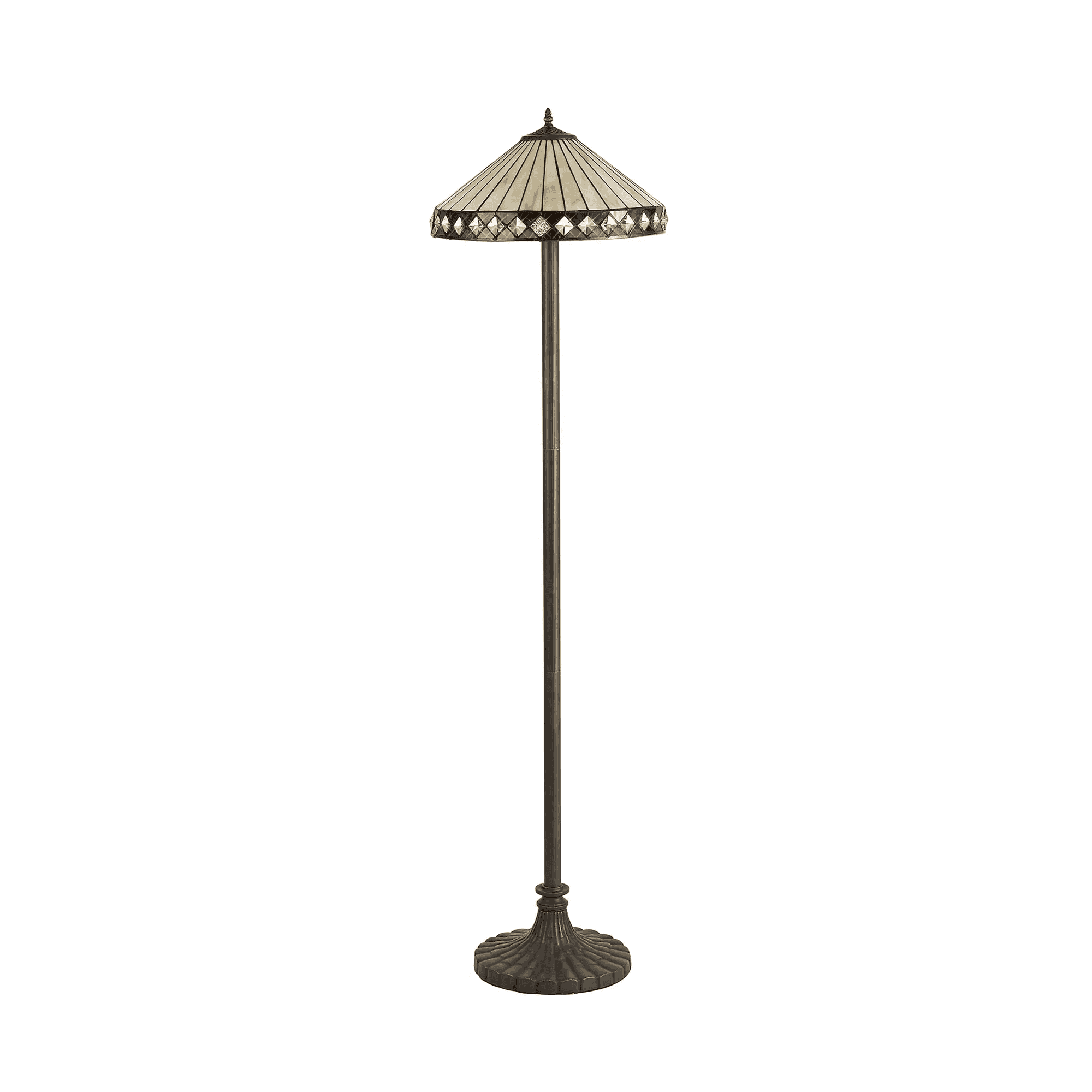 Cognac Tiffany Octagonal Floor Lamp With Cream And Amber Glass 41 cm