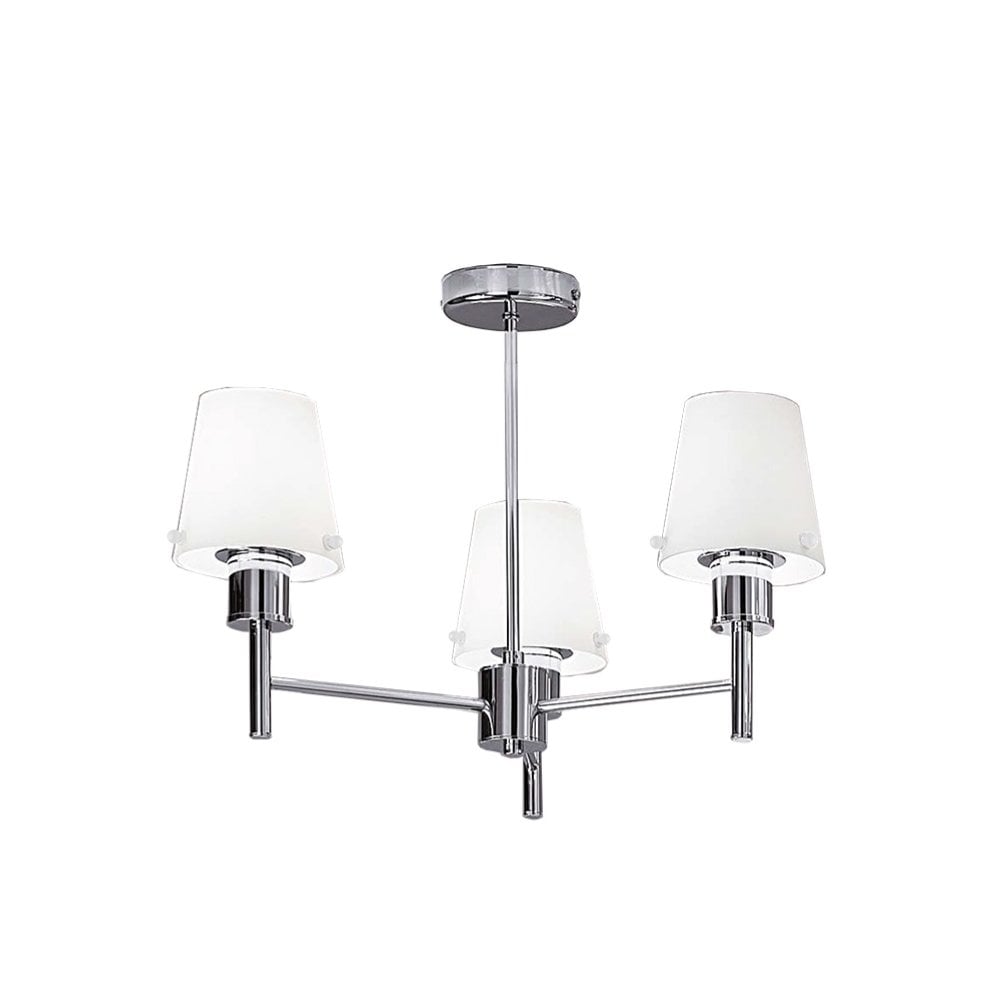 3 Light Semi Flush In Chrome Finish With Opal Glass Shades FL2126/3/991