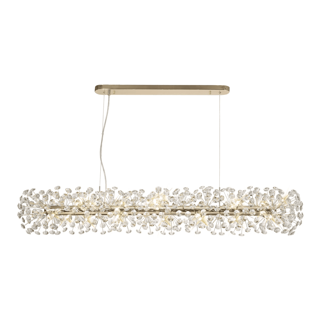 Fusion 14 Light Linear Ceiling Pendant in French Gold Finish With Crystal Discs