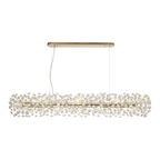 Fusion 14 Light Linear Ceiling Pendant in French Gold Finish With Crystal Discs