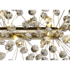Fusion 14 Light Linear Ceiling Pendant in French Gold Finish With Crystal Discs